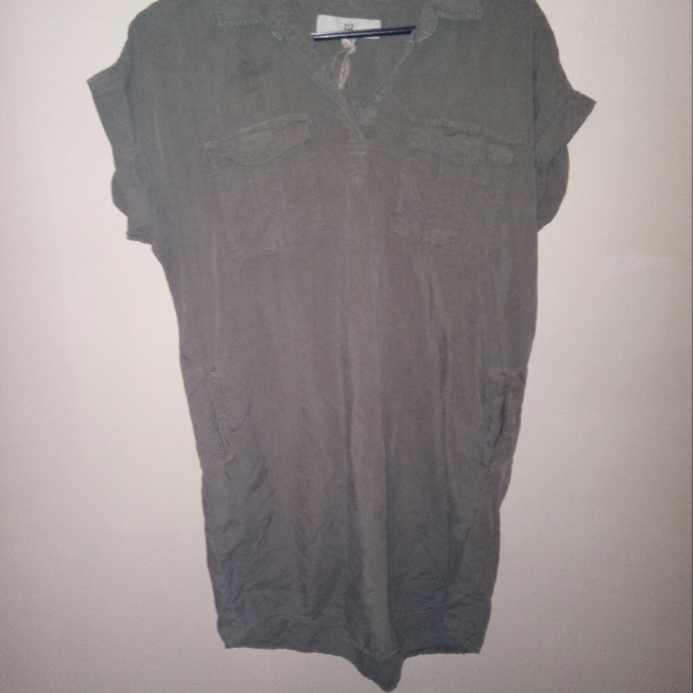 Casual Olive Green Shirt Dress
